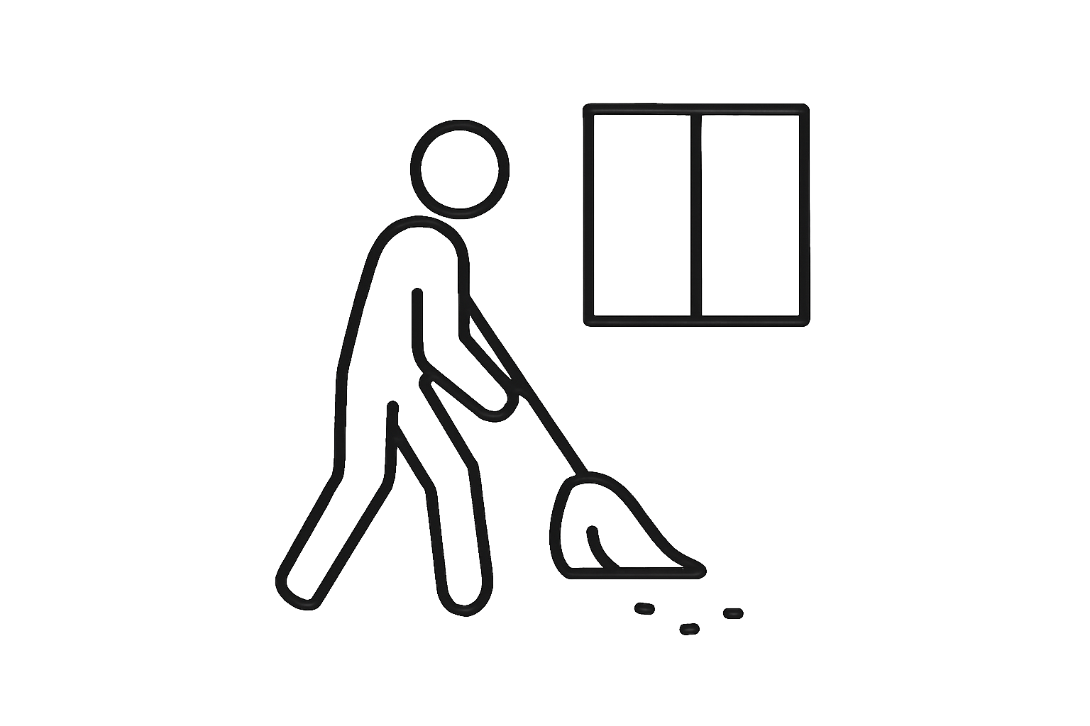 Illustration showing room cleaning in a home in Tampere