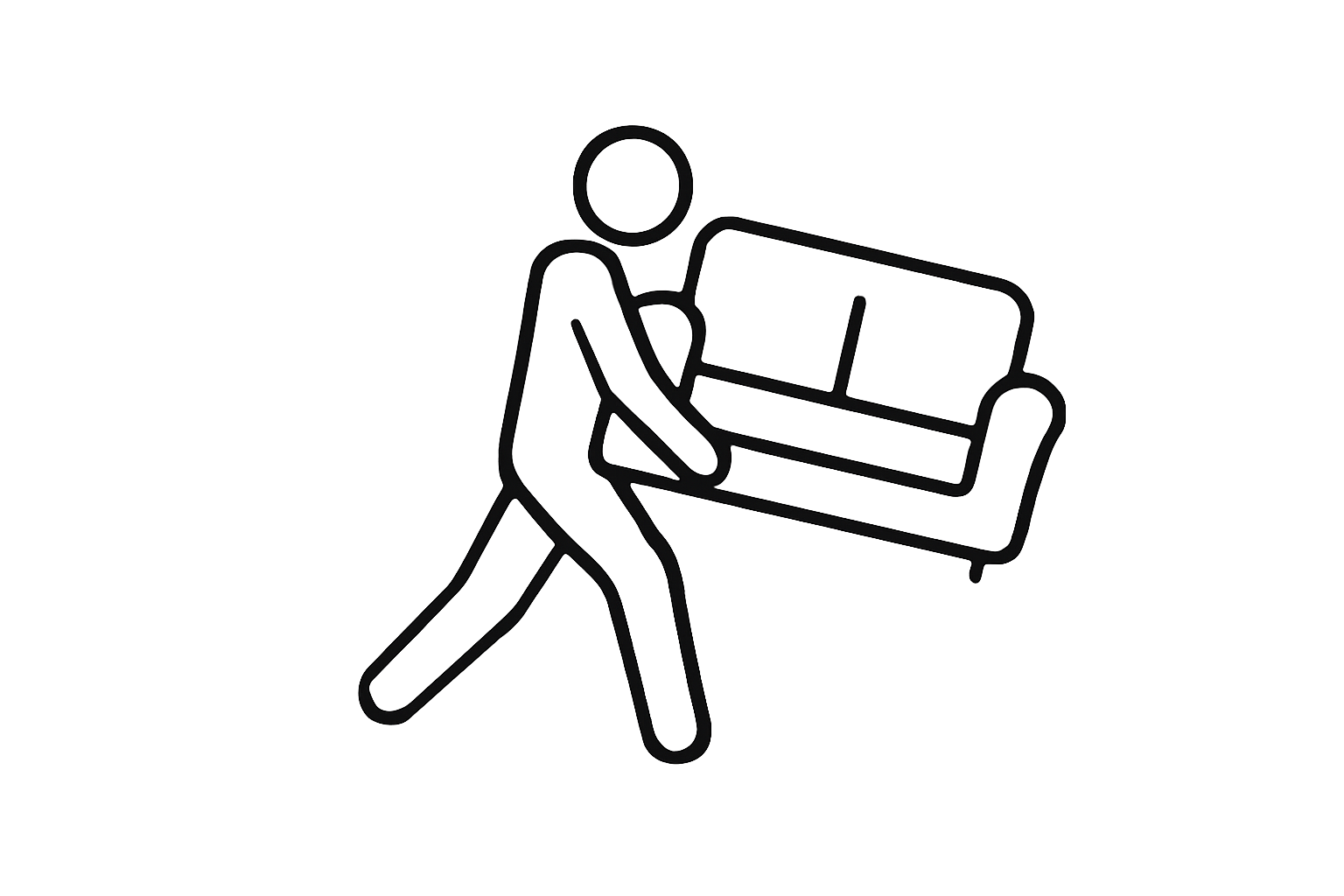 Illustration of a person lifting furniture for pickup service in Tampere